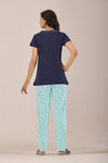 Sweet Moon Knit Cotton Pyjama Set - Skyblue Navyblue — thumbnail 2